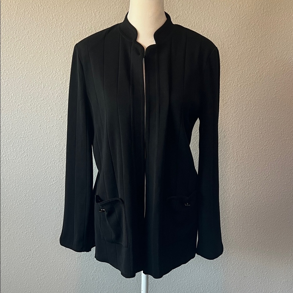 Ming Wang Mandarin Collar Cardigan Black Size Small